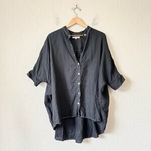 LJC DESIGNS Blouse Black Dolman Sleeve Relaxed Linen Goth Peasant